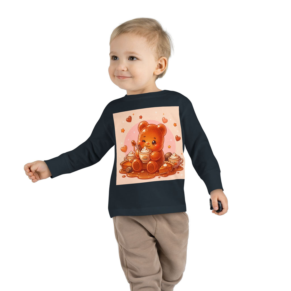 Sweet Pumpkin & Spiced Latte, Oozy Bear Gummy Friend- Kids Graphic Long Sleeve Shirt
