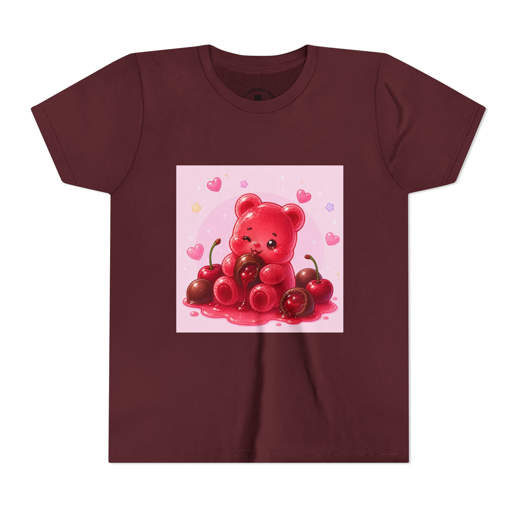 Red Gooey Gummy Bear with Chocolate & Cherries Youth T‑Shirt