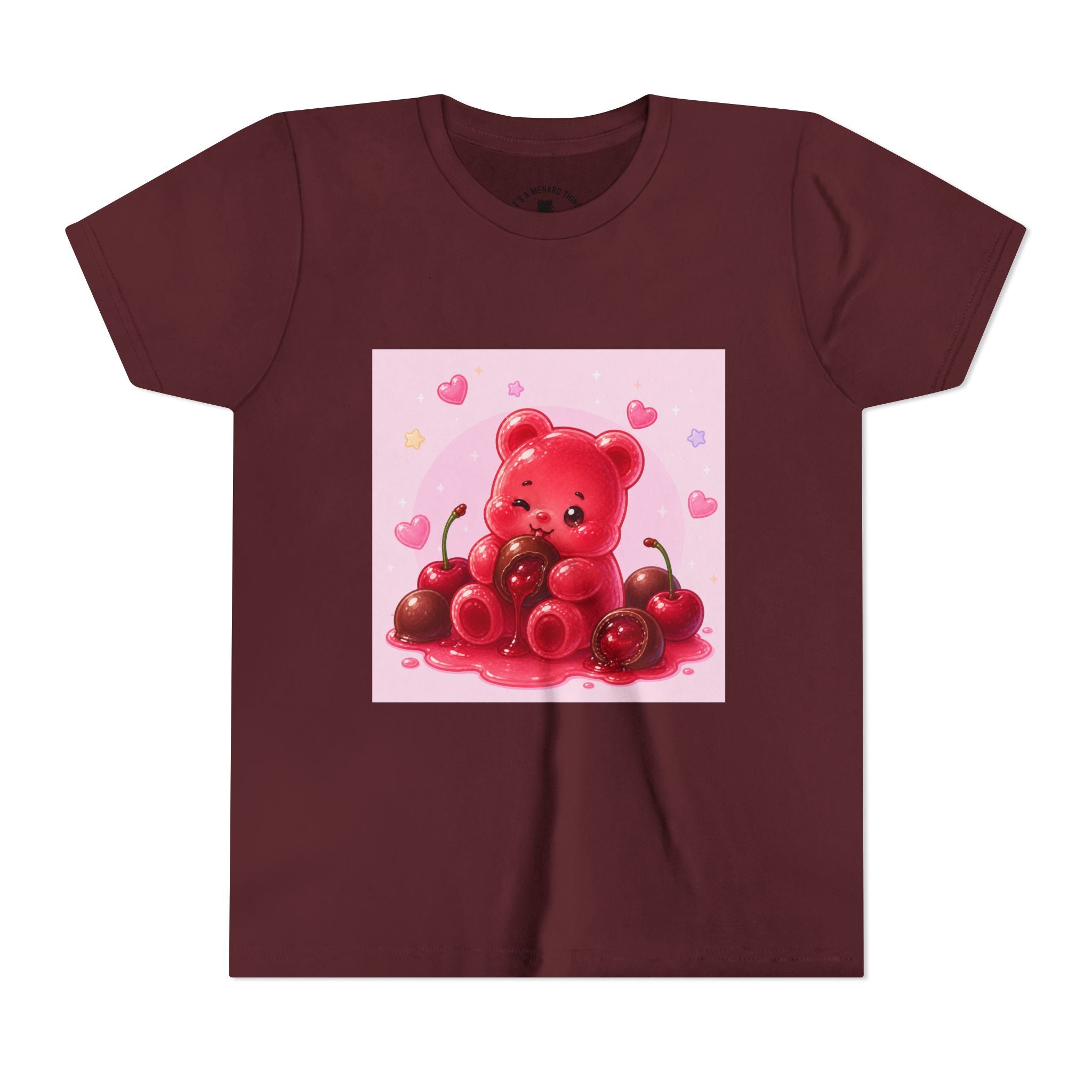 Red Gooey Gummy Bear with Chocolate & Cherries Youth T‑Shirt