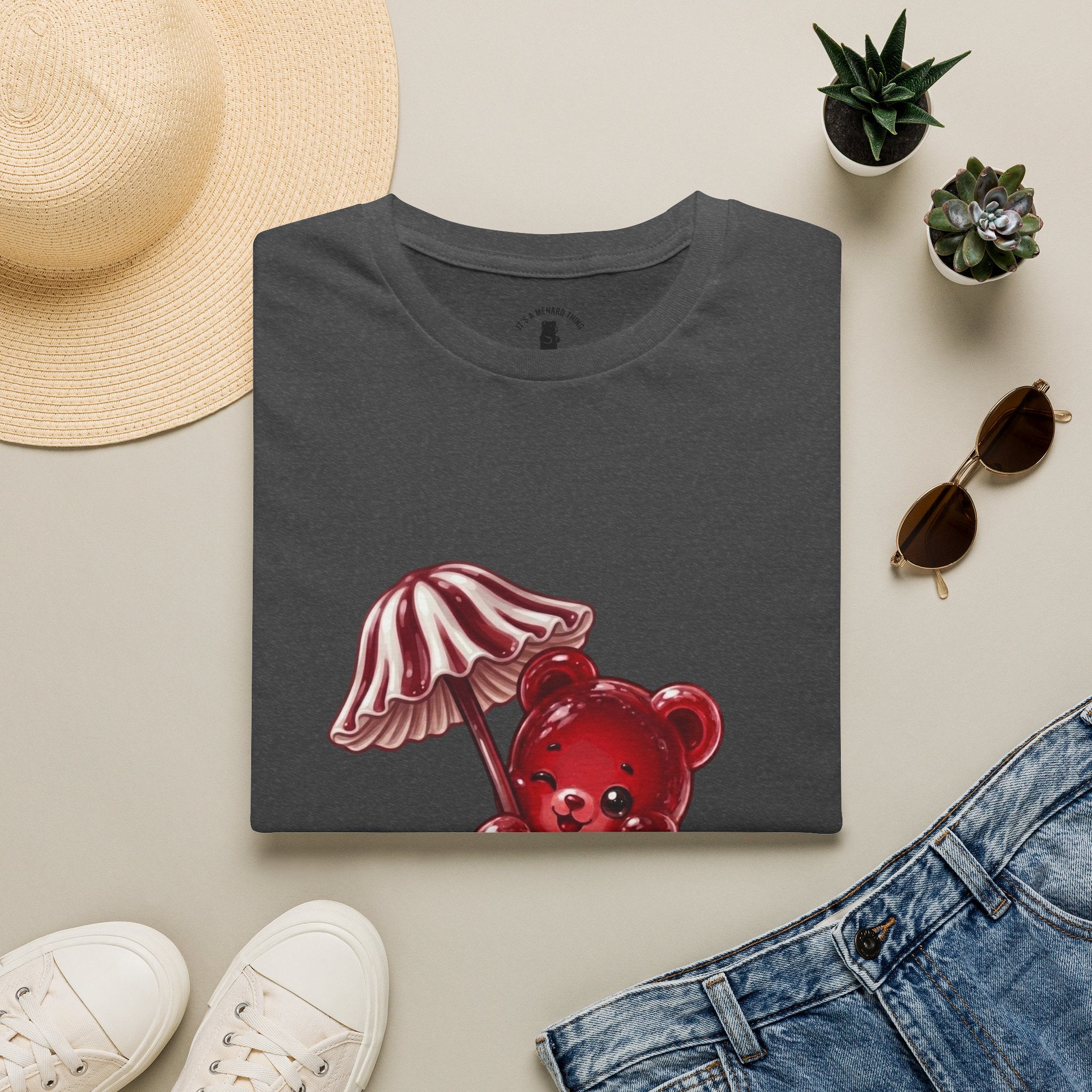Special Red Stripped Mushroom Umbrella, Oozy Bear Gummy Friend- Graphic Shirt