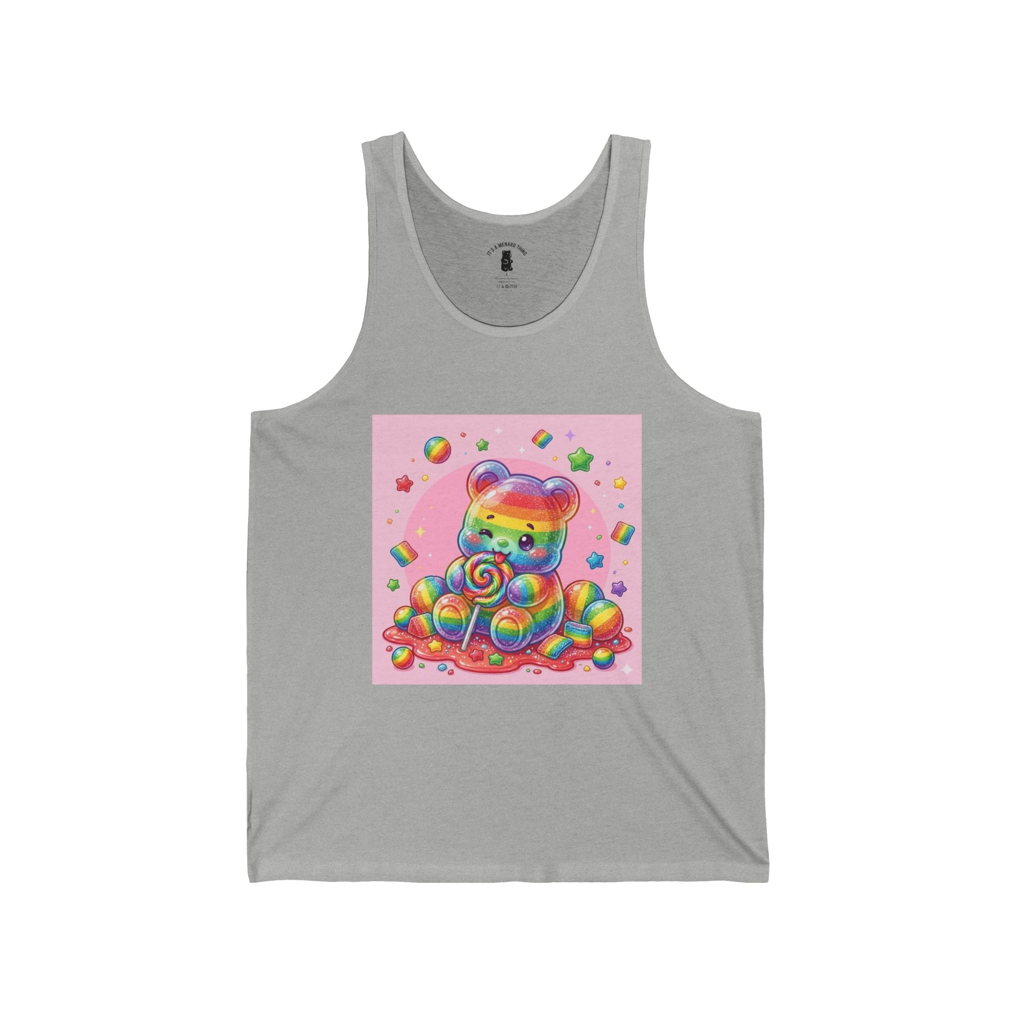 Rainbow Stripe Candy, Lollipop Gooey Gummy Bear — Kawaii Graphic Tank Top