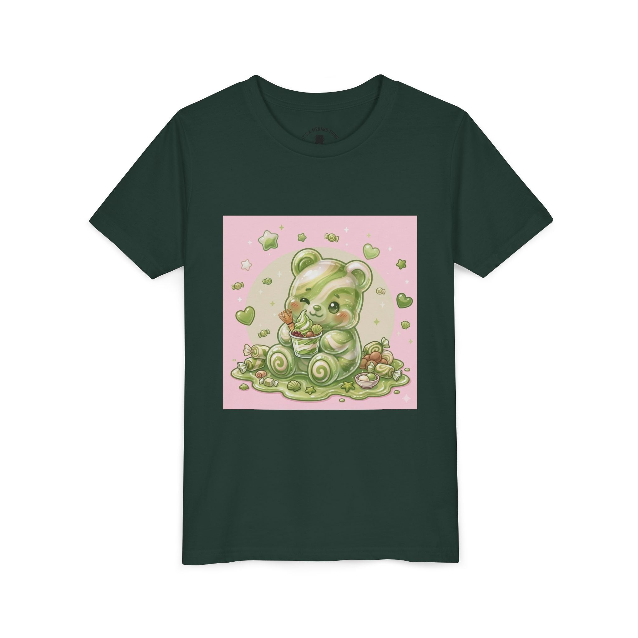 Matcha and Cream Gooey Gummy Bear Graphic Youth T-Shirt