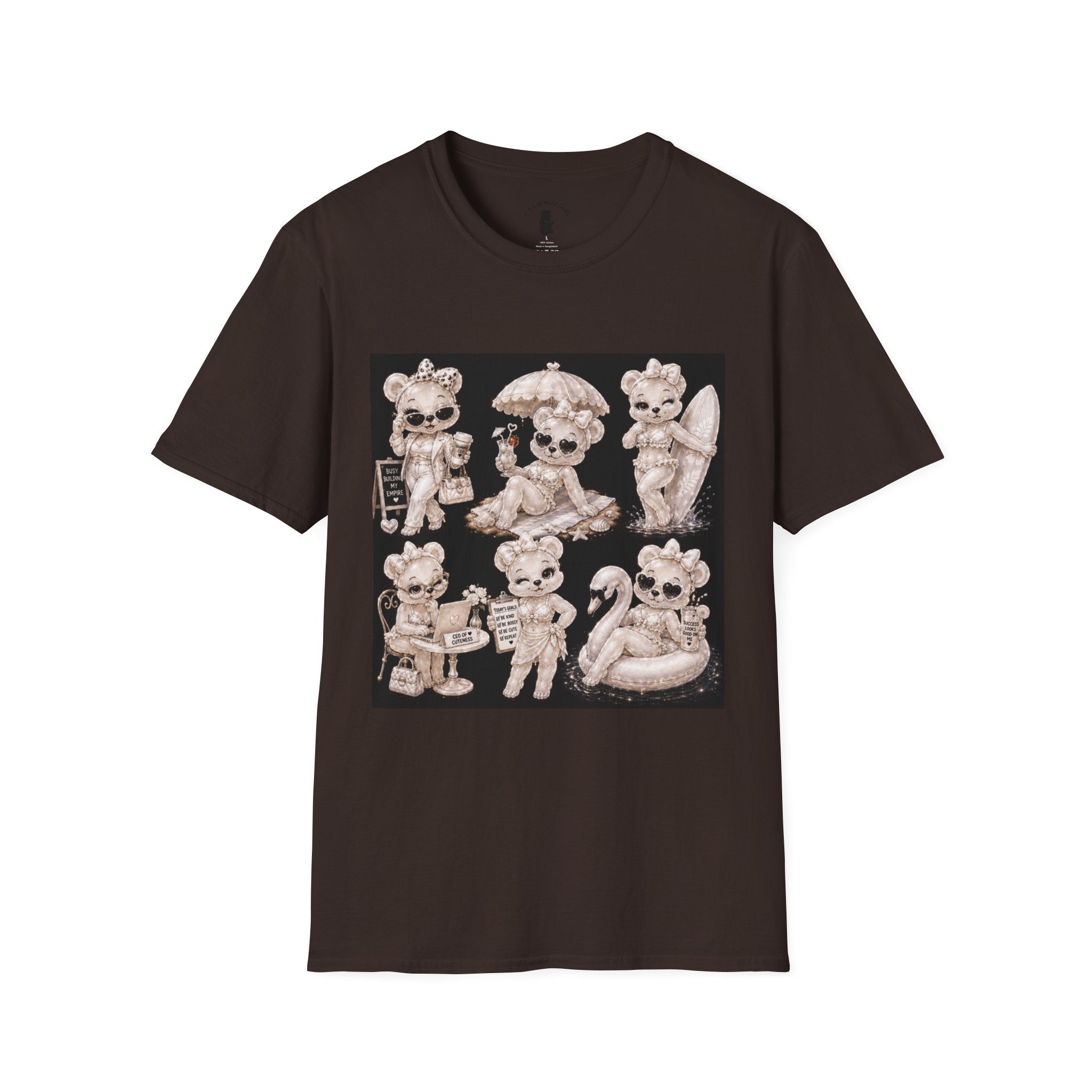 Vintage Kawaii Retro Oozy Bear, Beach Babe Pin Up- Adult Graphic Shirt (18+)