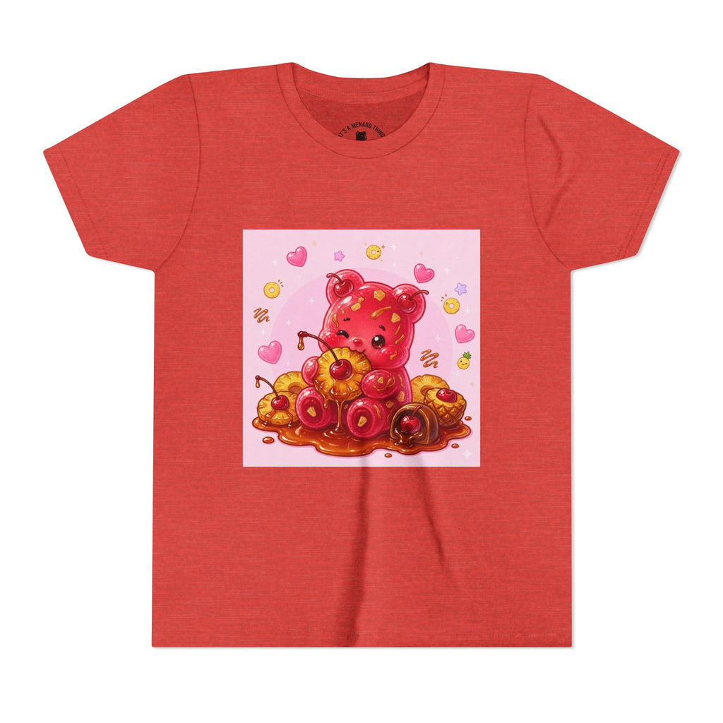 Cherry & Pineapple Gooey Gummy Bear Heart Graphic Youth T-Shirt