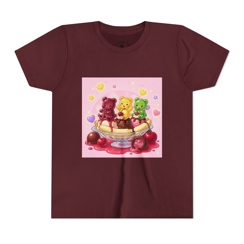 Gooey Gummy Bears on Banana Split Boat Graphic Youth T-Shirt