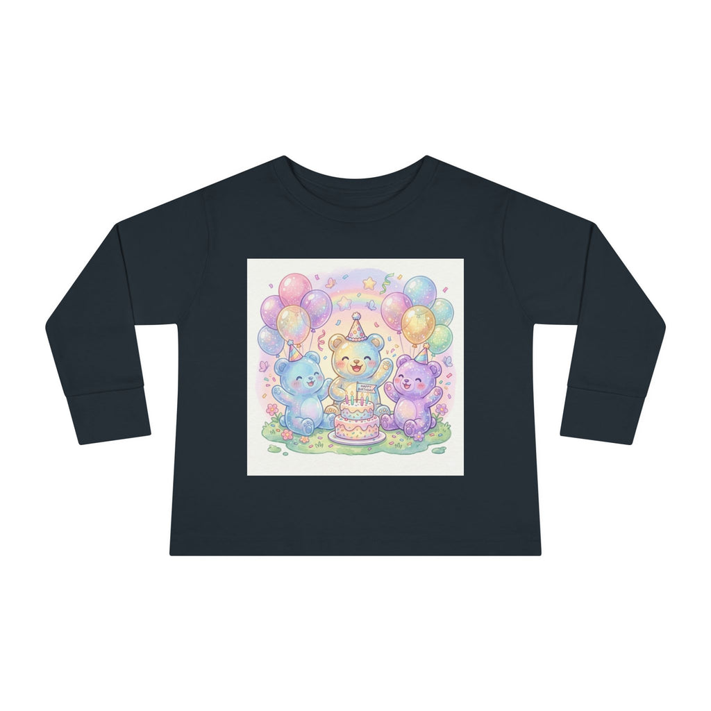 Pastel Birthday Oozy Bear Party Bash, Special Friends Celebration- Graphic Long Sleeve Shirt