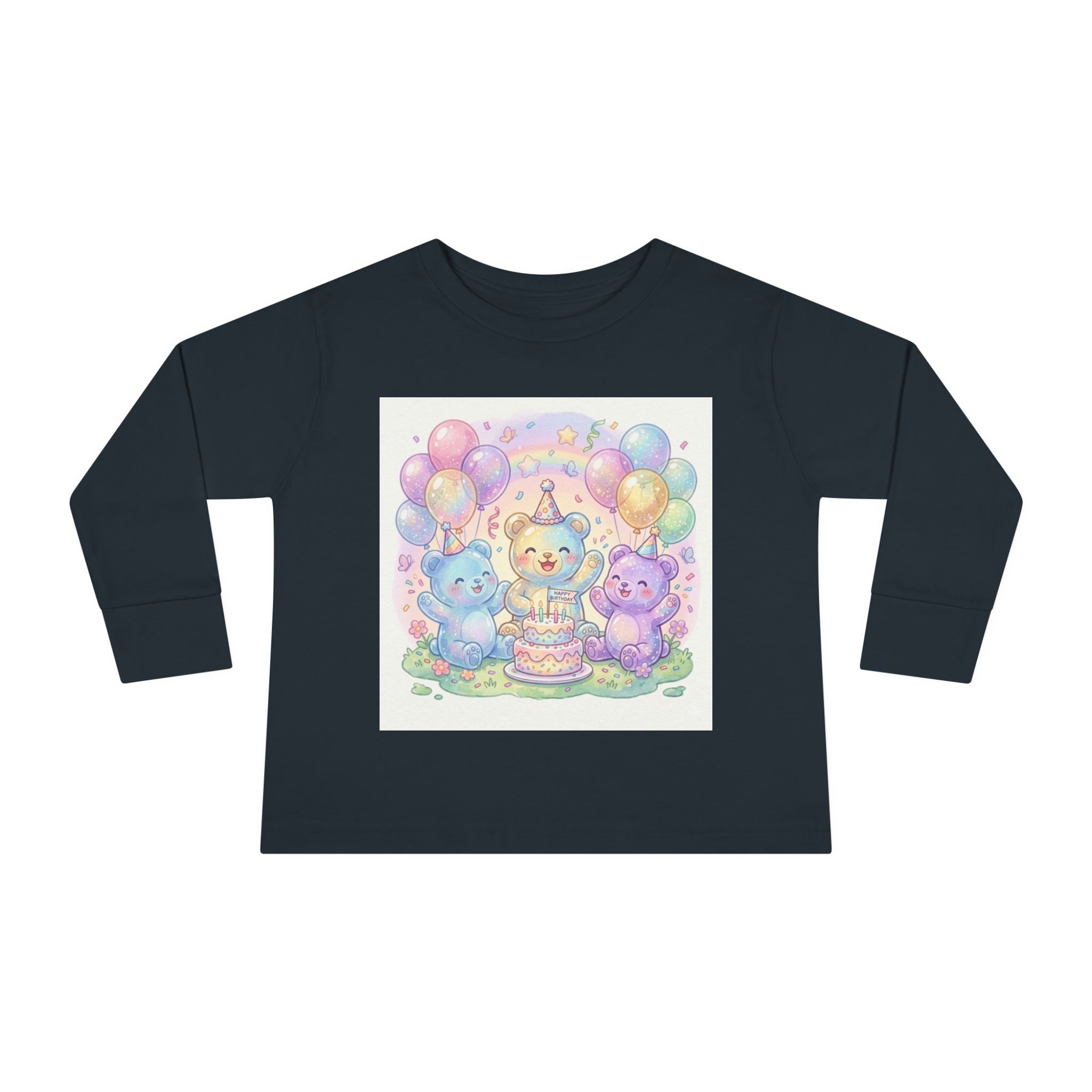 Pastel Birthday Oozy Bear Party Bash, Special Friends Celebration- Graphic Long Sleeve Shirt