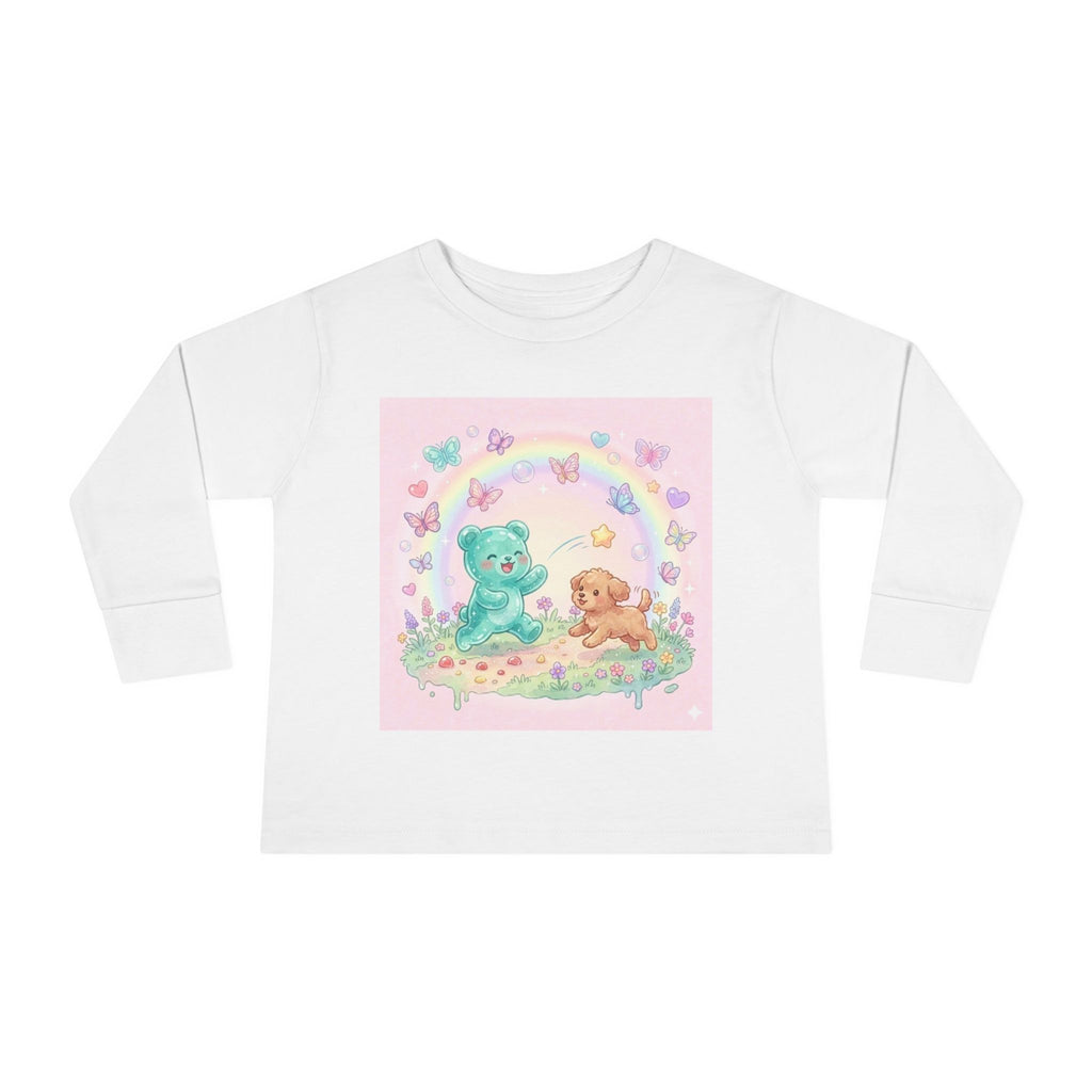Pastel Puppy Play Time, Oozy Bear Friend- Graphic Long Sleeve Shirt