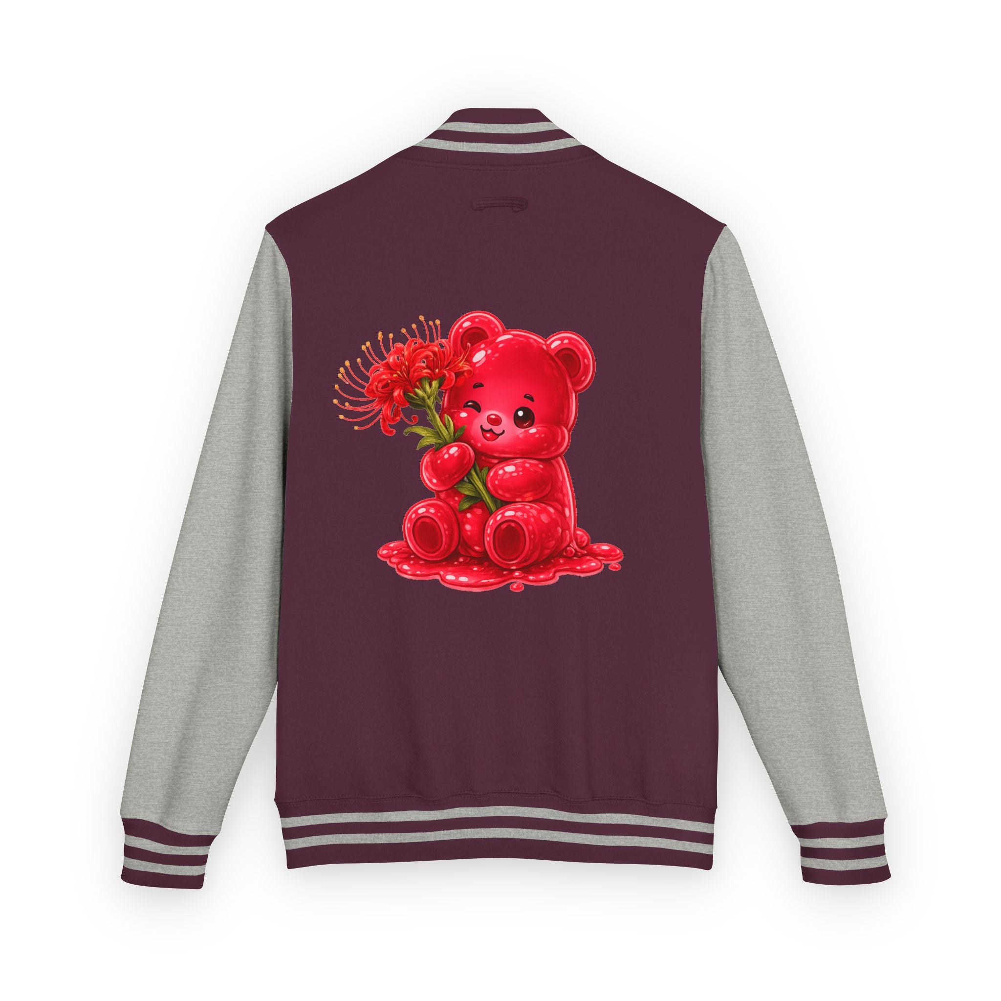 Red Spider Lily Bloom Special, Oozy Bear Gummy Flower Addition- Letterman Graphic Jacket