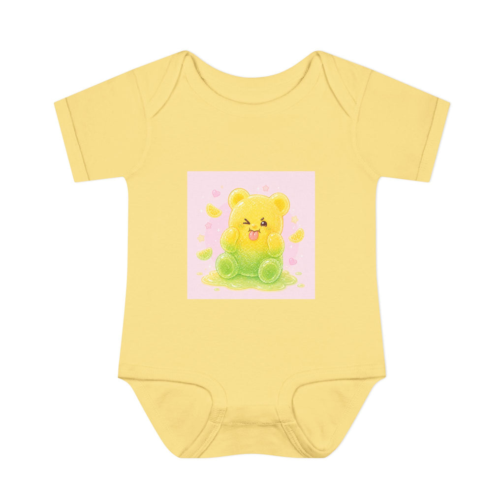 Sour Silly Gummy Gooey Lemon-Lime Bear Illustration Infant Onesie