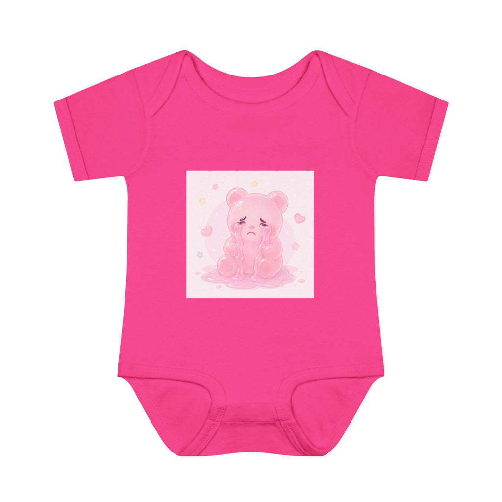 Pink Crying Gooey Gummy Bear Infant Bodysuit — Cute Pastel Baby Onesie