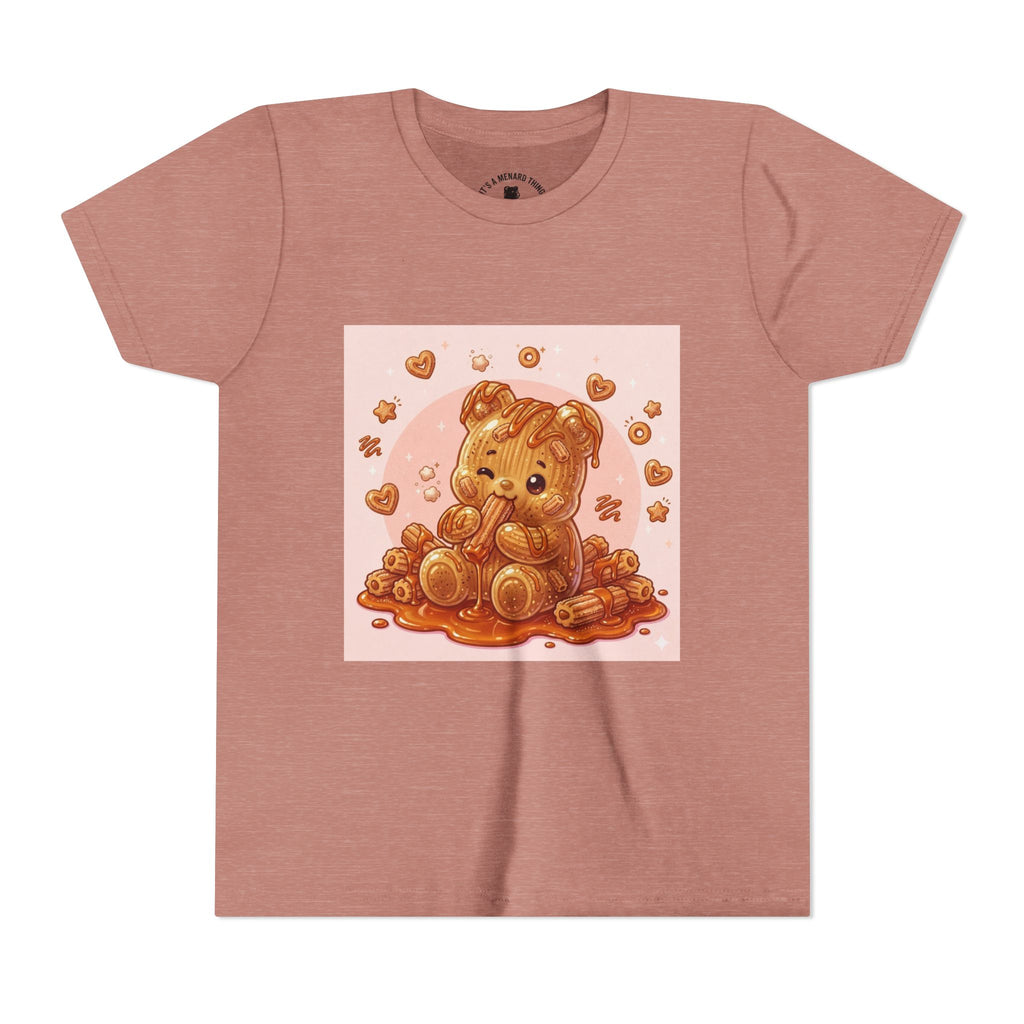 Churro & Dulce de Leche Drizzle Gooey Gummy Bear Graphic Youth T-Shirt