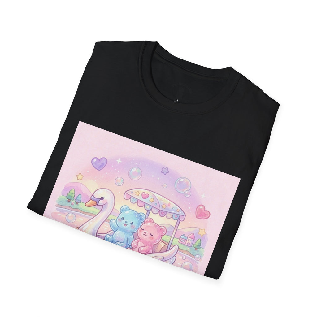 Romantic Swan Boat Ride, Gooey Gummy Friends— Kawaii Graphic T-Shirt