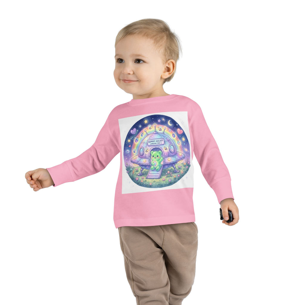 Cute Alien UFO Nightscape Oozy Bear Special- Graphic Long Sleeve Shirt