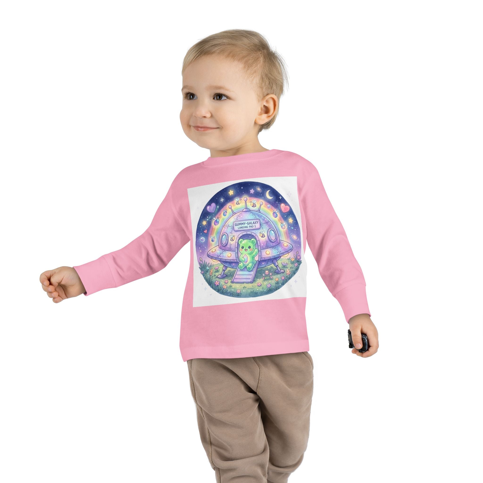 Cute Alien UFO Nightscape Oozy Bear Special- Graphic Long Sleeve Shirt