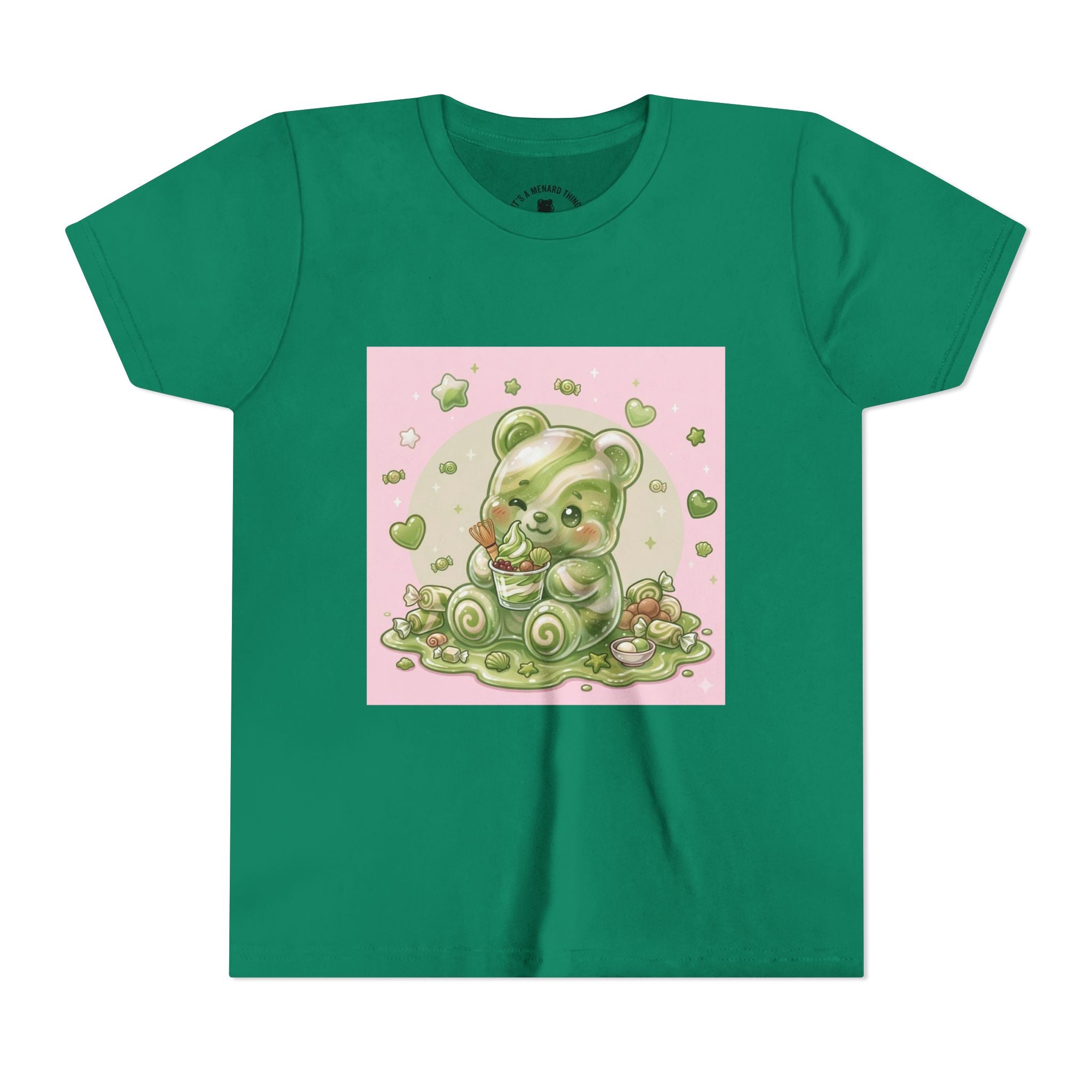 Matcha and Cream Gooey Gummy Bear Graphic Youth T-Shirt