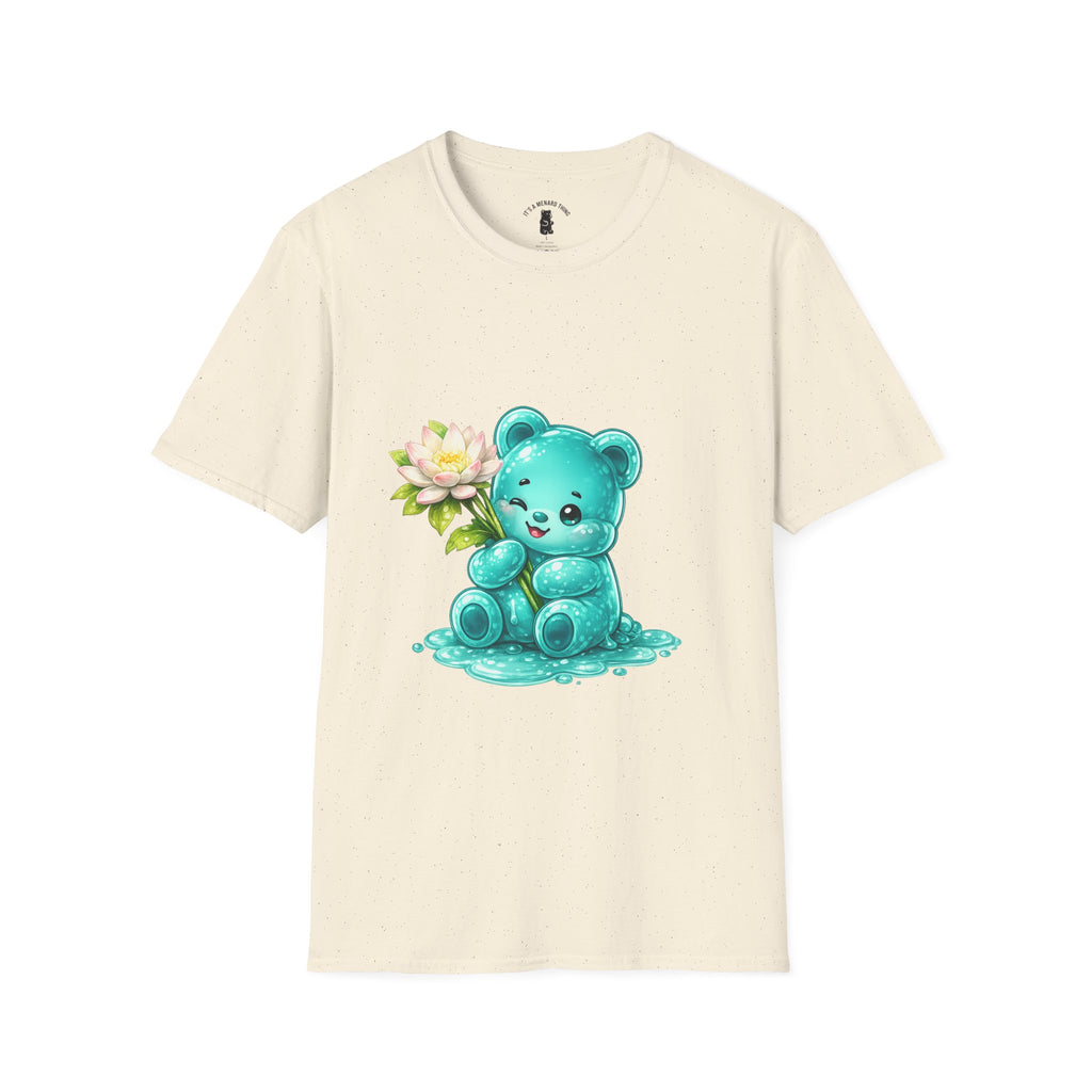 Beautiful Lotus Flower Special, Teal Oozy Bear Gummy Friend- Graphic Shirt