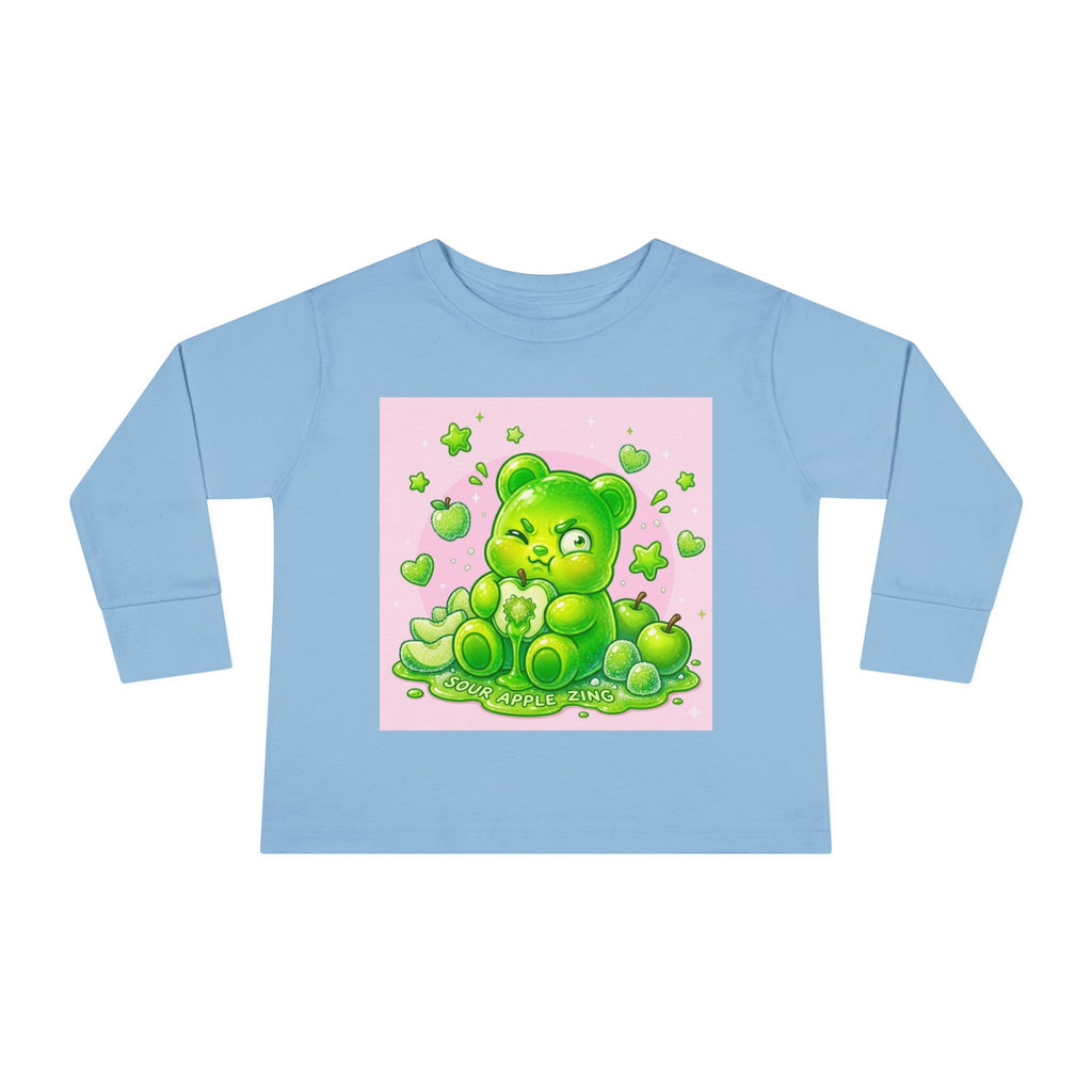 Green Sour Apple, Oozy Gummy Bear Friends- Kids Long Sleeve Shirt
