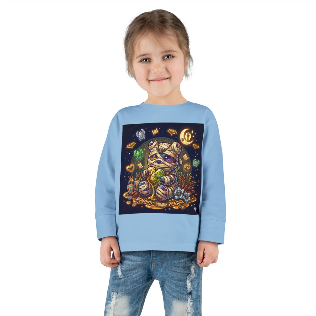 Cute Mummy Halloween Oozy Bear Special- Kids Graphic Long Sleeve Shirt