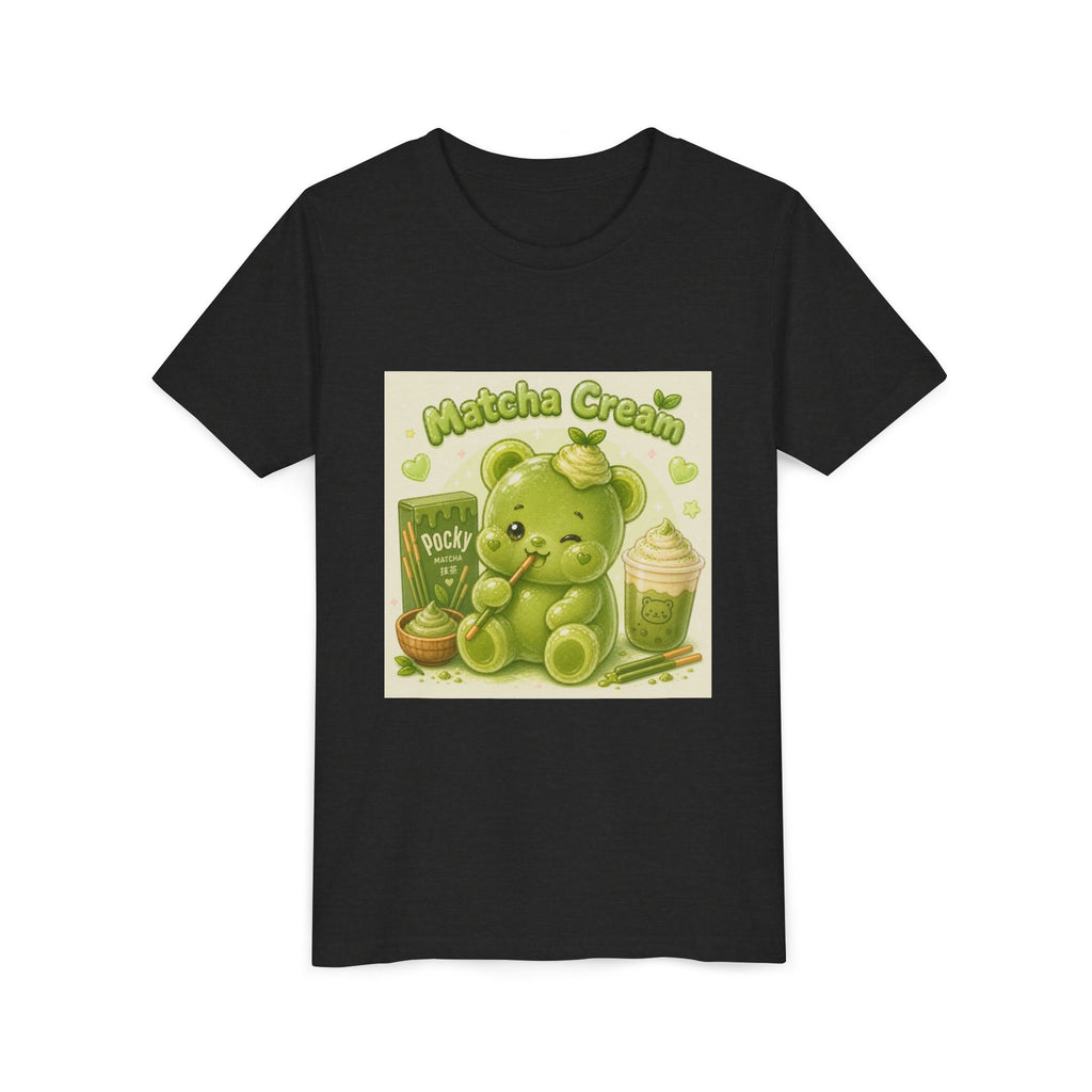 Matcha Cream Gooey Gummy Bear Youth Tee —Pocky & Dessert Graphic