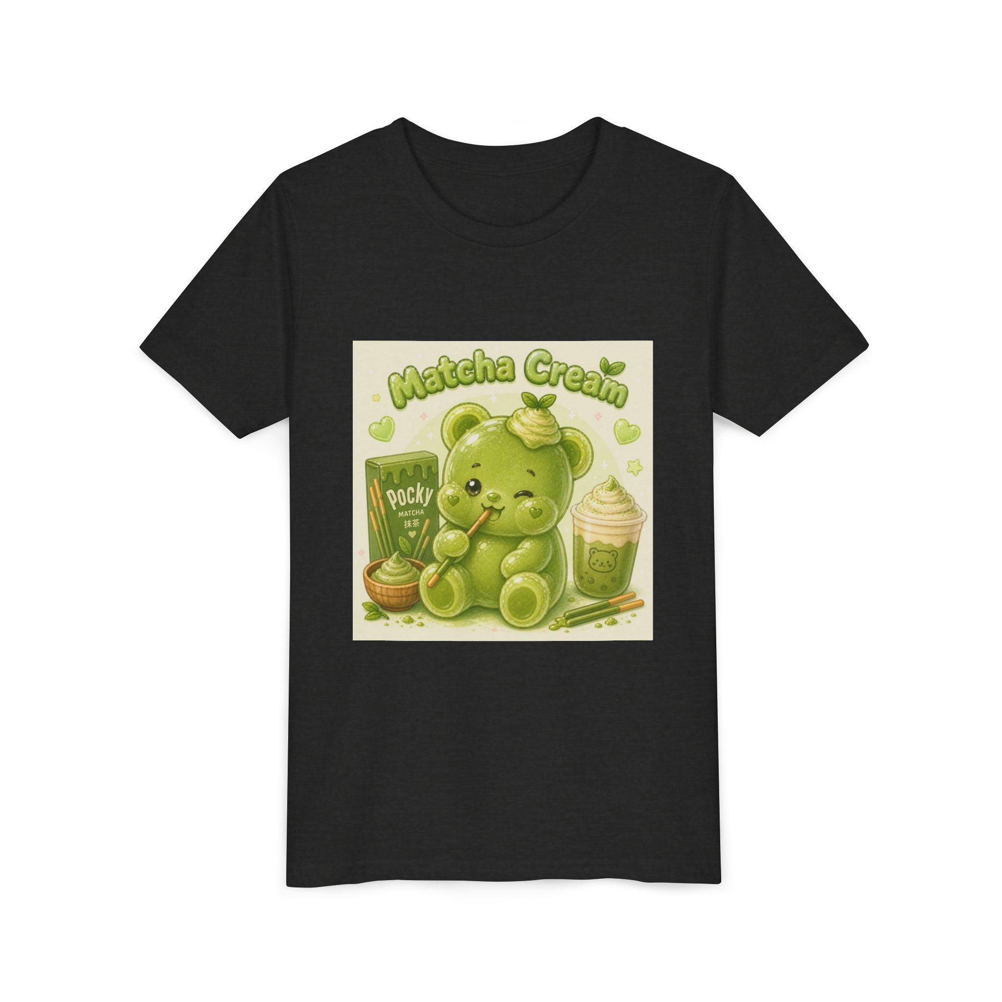 Matcha Cream Gooey Gummy Bear Youth Tee —Pocky & Dessert Graphic