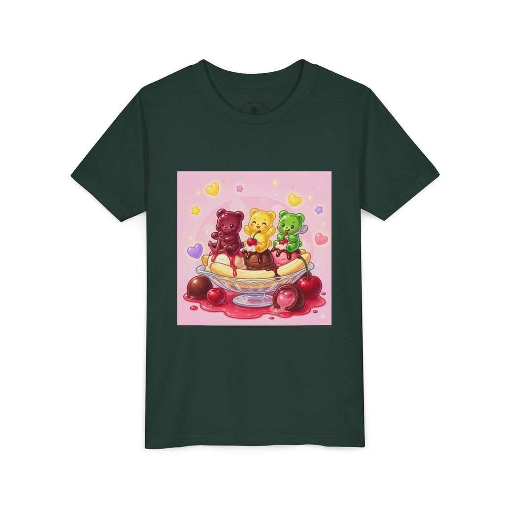 Gooey Gummy Bears on Banana Split Boat Graphic Youth T-Shirt