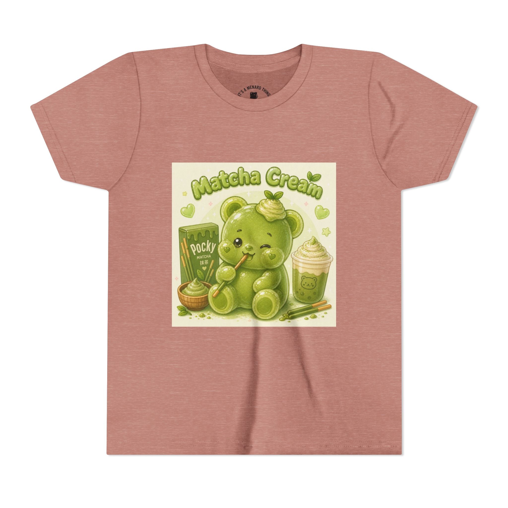 Matcha Cream Gooey Gummy Bear Youth Tee —Pocky & Dessert Graphic