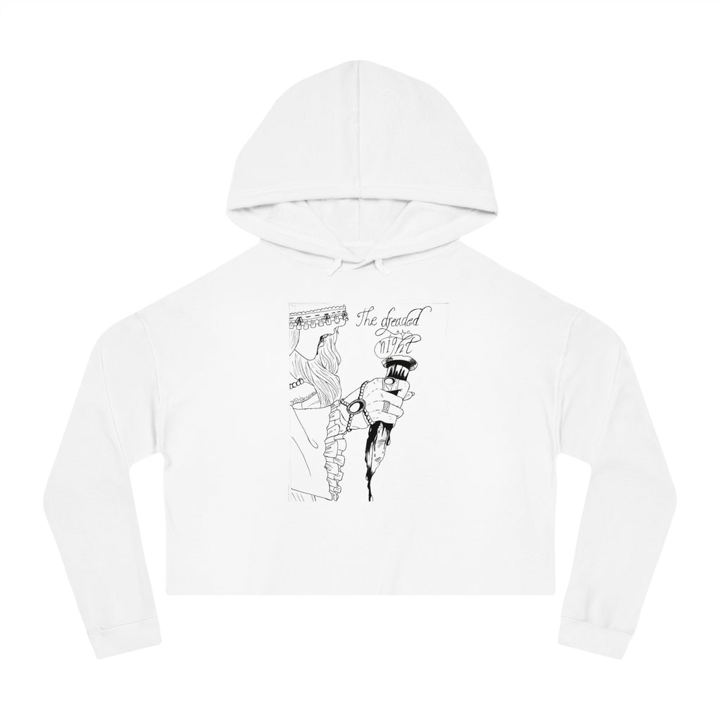 Cropped Hoodie — Vintage Tattoo-Style 'The Dreaded Night' Graphic