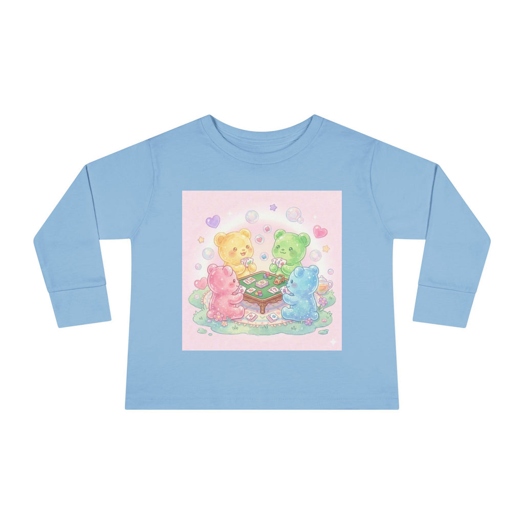 Playing Cards Together, Oozy Bear Friends Group- Graphic Long Sleeve Shirt