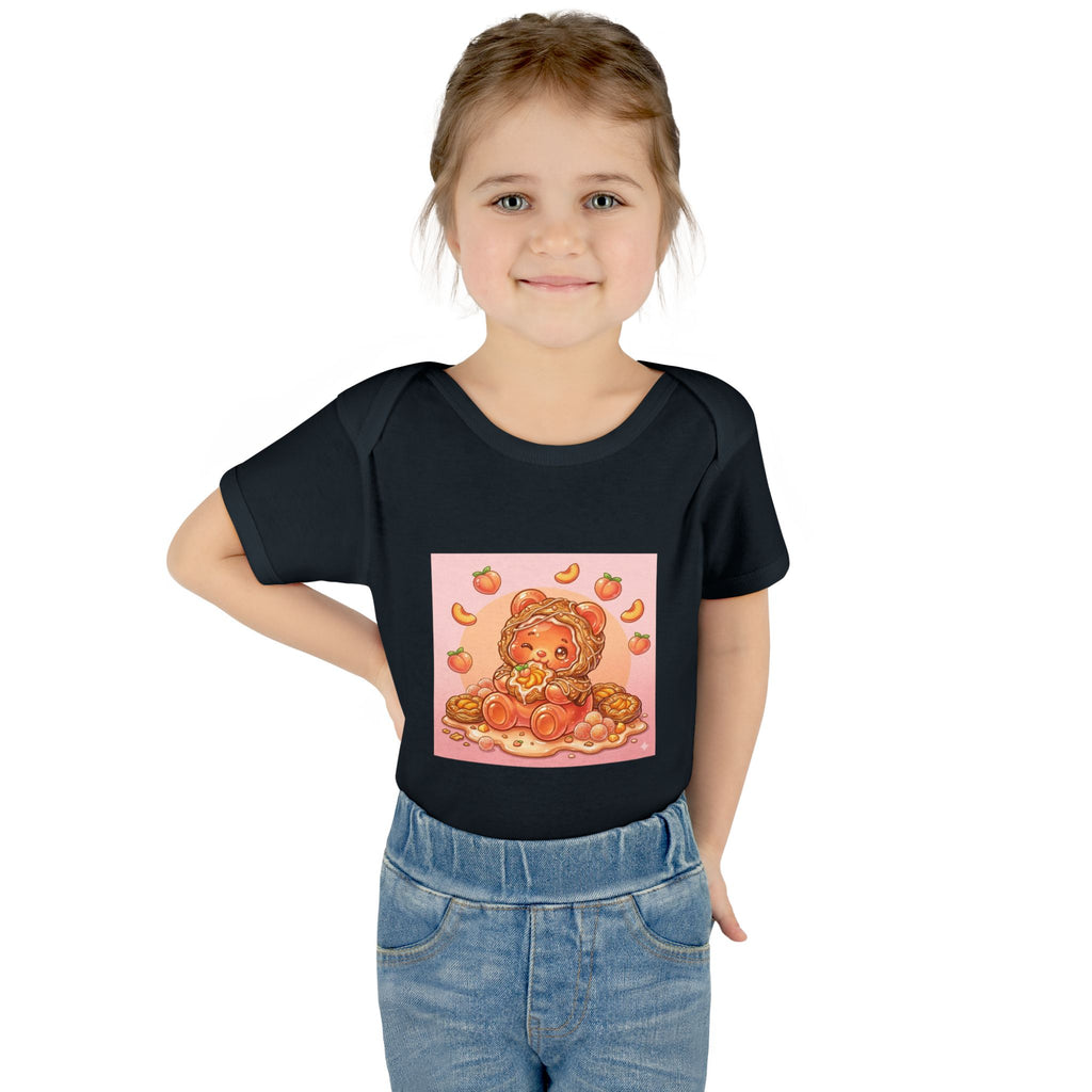 Peach Danish Gooey Gummy Bear in Puff Pasterie PJs Baby Onesie