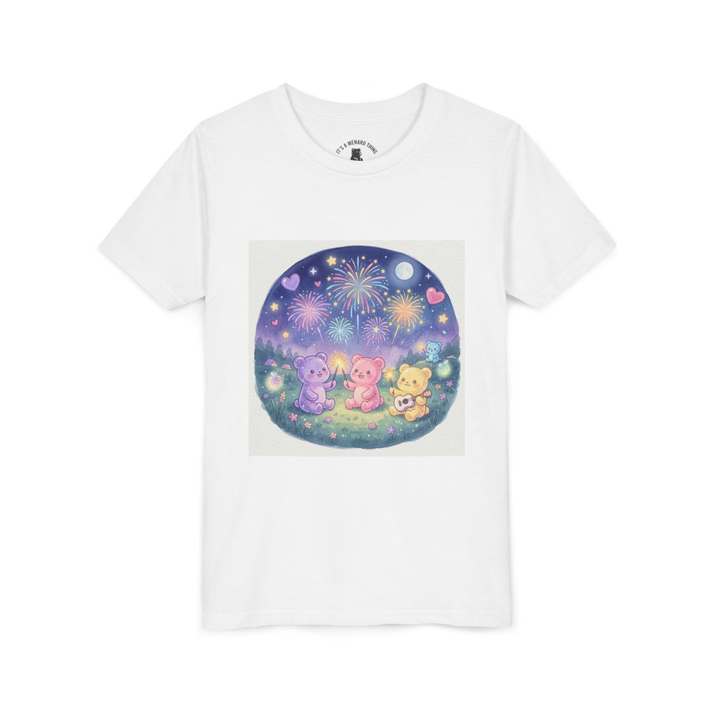 Gooey Gummy Bear Friends Watching Fireworks Youth Short Sleeve Shirt