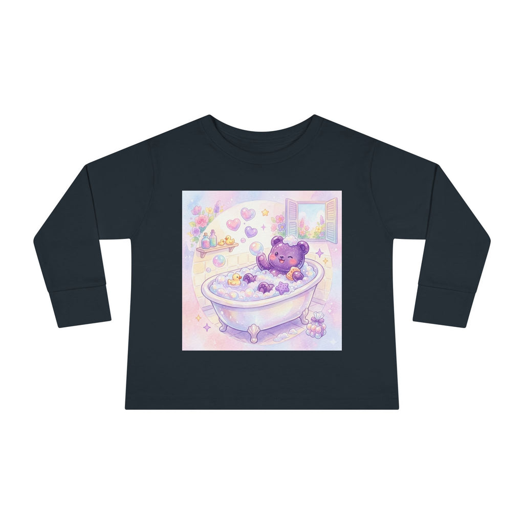Bath Time, Nighttime Oozy Bear Friend- Graphic Long Sleeve Shirt