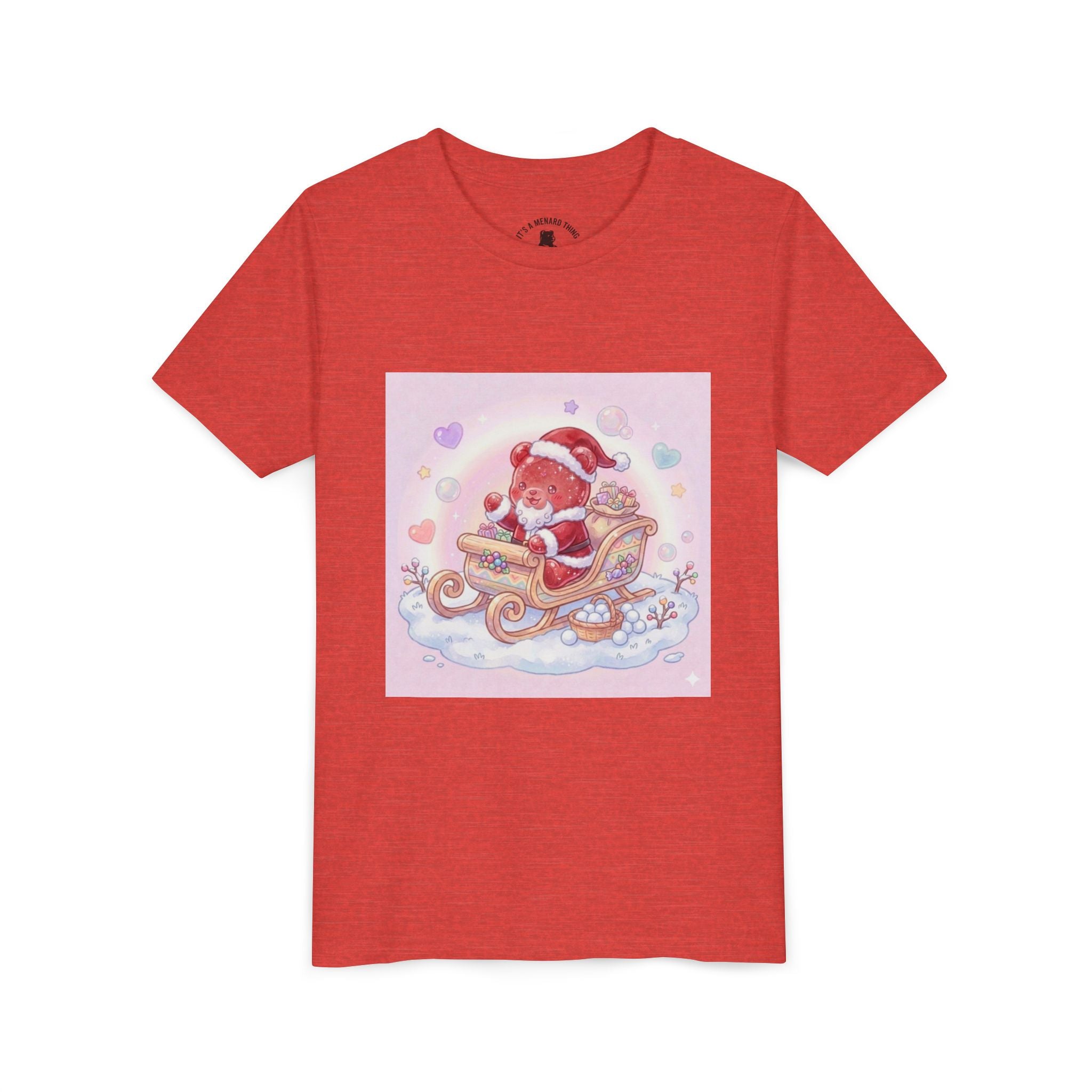 Cute Gooey Gummy Red Santa in Sleigh Holiday Shirt