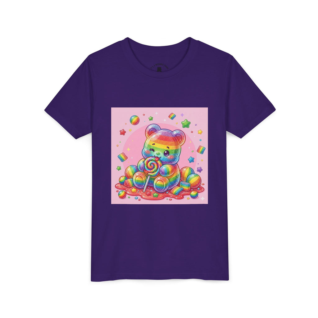 Rainbow Stripe Gooey Gummy Bear Youth T-Shirt