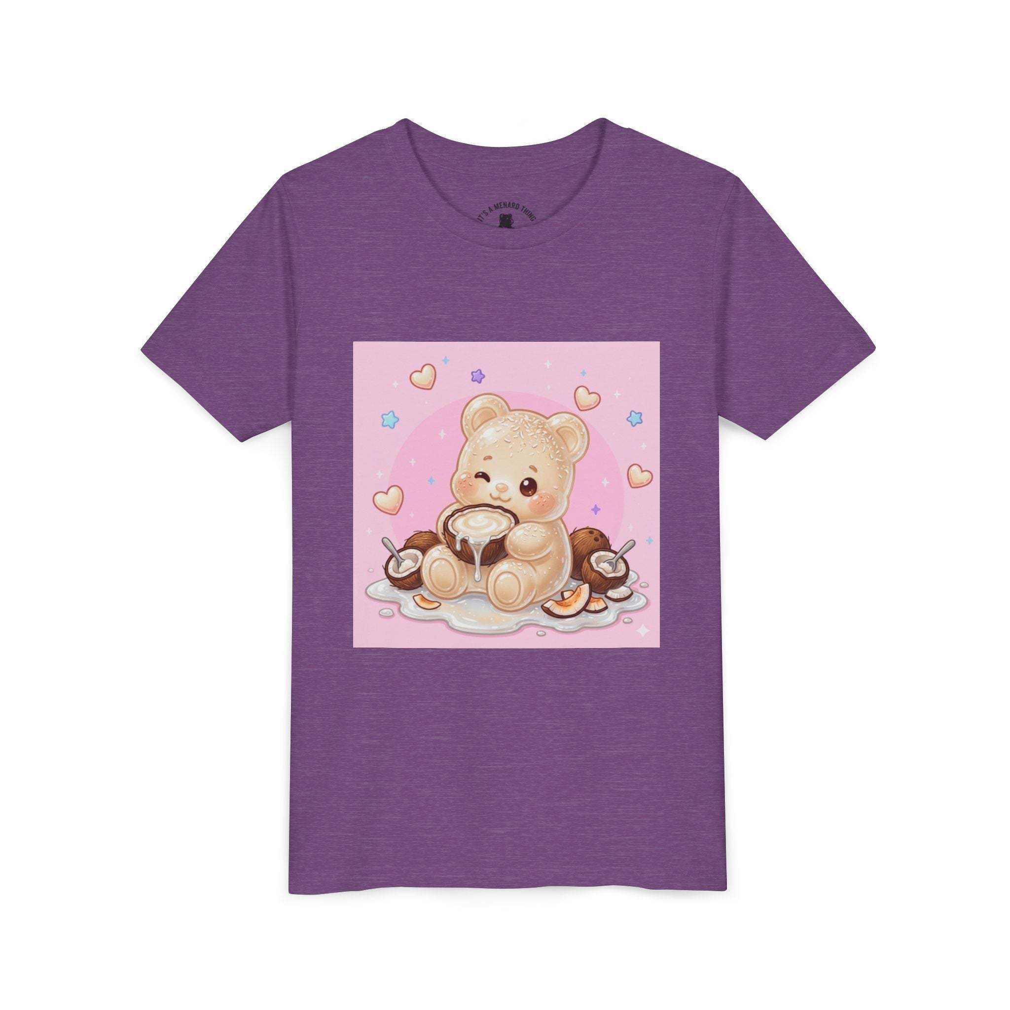 Gooey Gummy Coconut Milk Bear Kids T-Shirt (Pink Hearts)