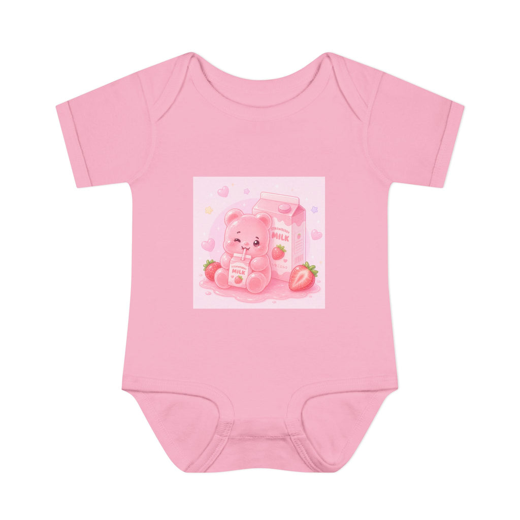 Pink Strawberry Milk Gooey Gummy Bear Infant Bodysuit