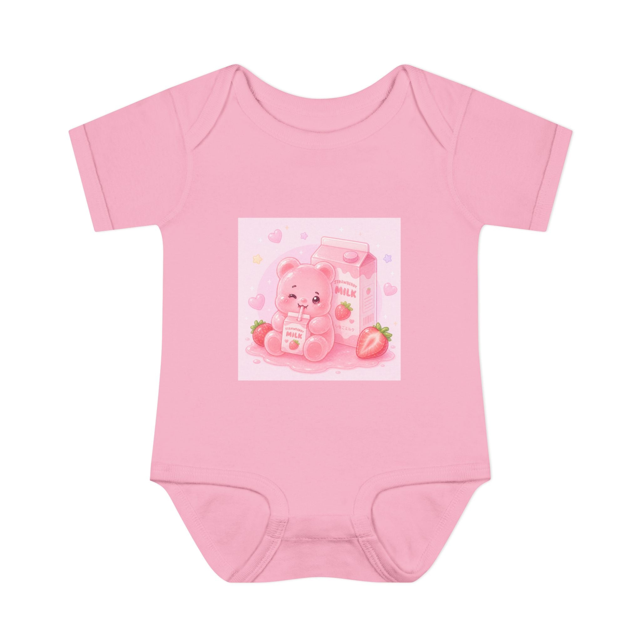 Pink Strawberry Milk Gooey Gummy Bear Infant Bodysuit
