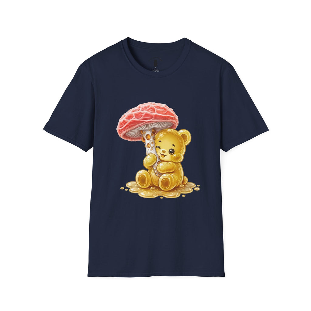 Sticky Strange Orange Mushroom, Yellow Oozy Bear Gummy- Graphic shirt