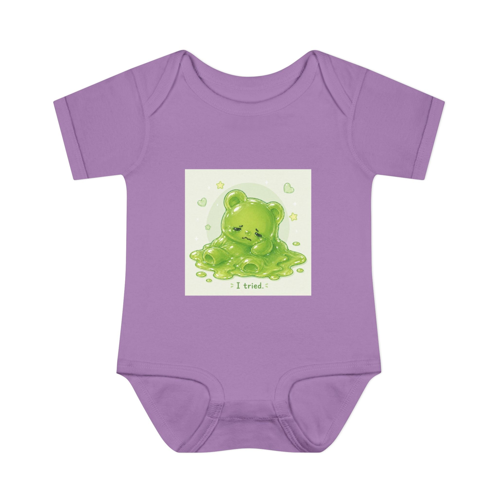 Infant Bodysuit — Cute Gooey Green Melted Gummy Bear "I Tried" Baby Onesie