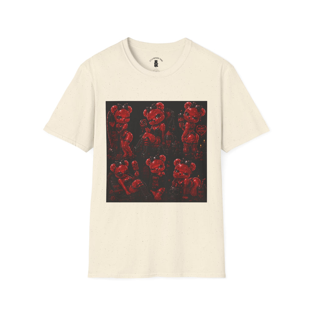 Punk Retro Crimson Red Oozy Bear Babe, Beach Pin Up Addition- Adult Graphic Shirt (18+)