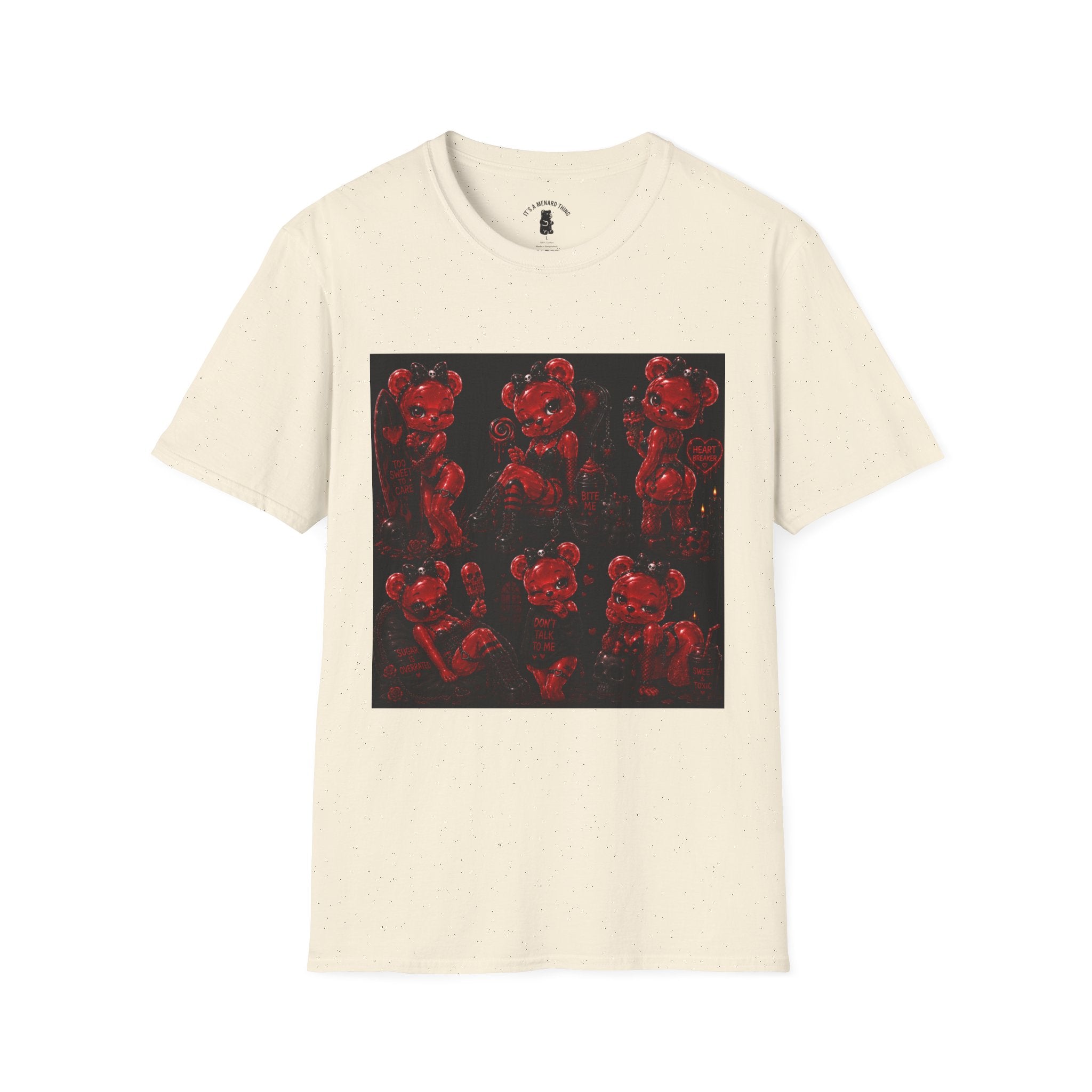 Punk Retro Crimson Red Oozy Bear Babe, Beach Pin Up Addition- Adult Graphic Shirt (18+)