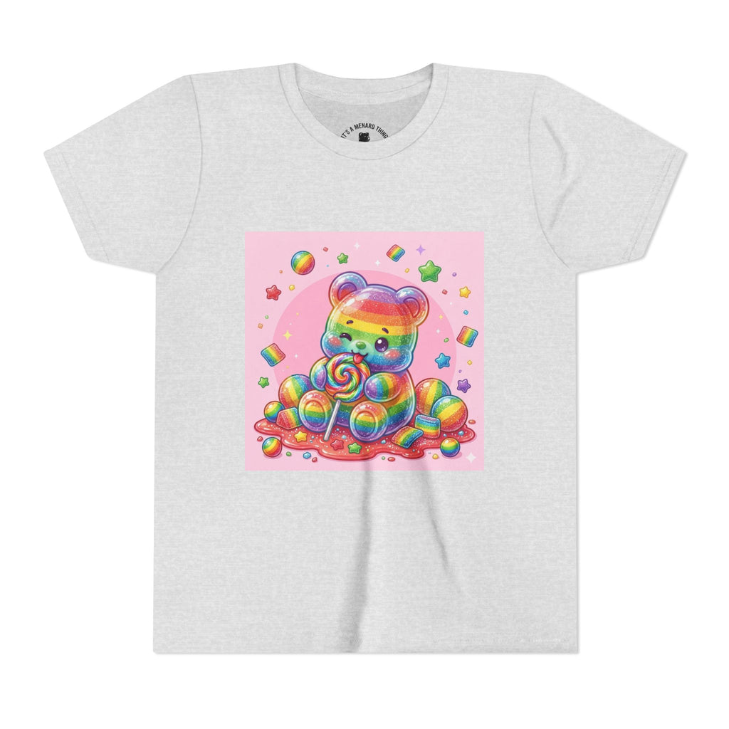 Rainbow Stripe Gooey Gummy Bear Youth T-Shirt