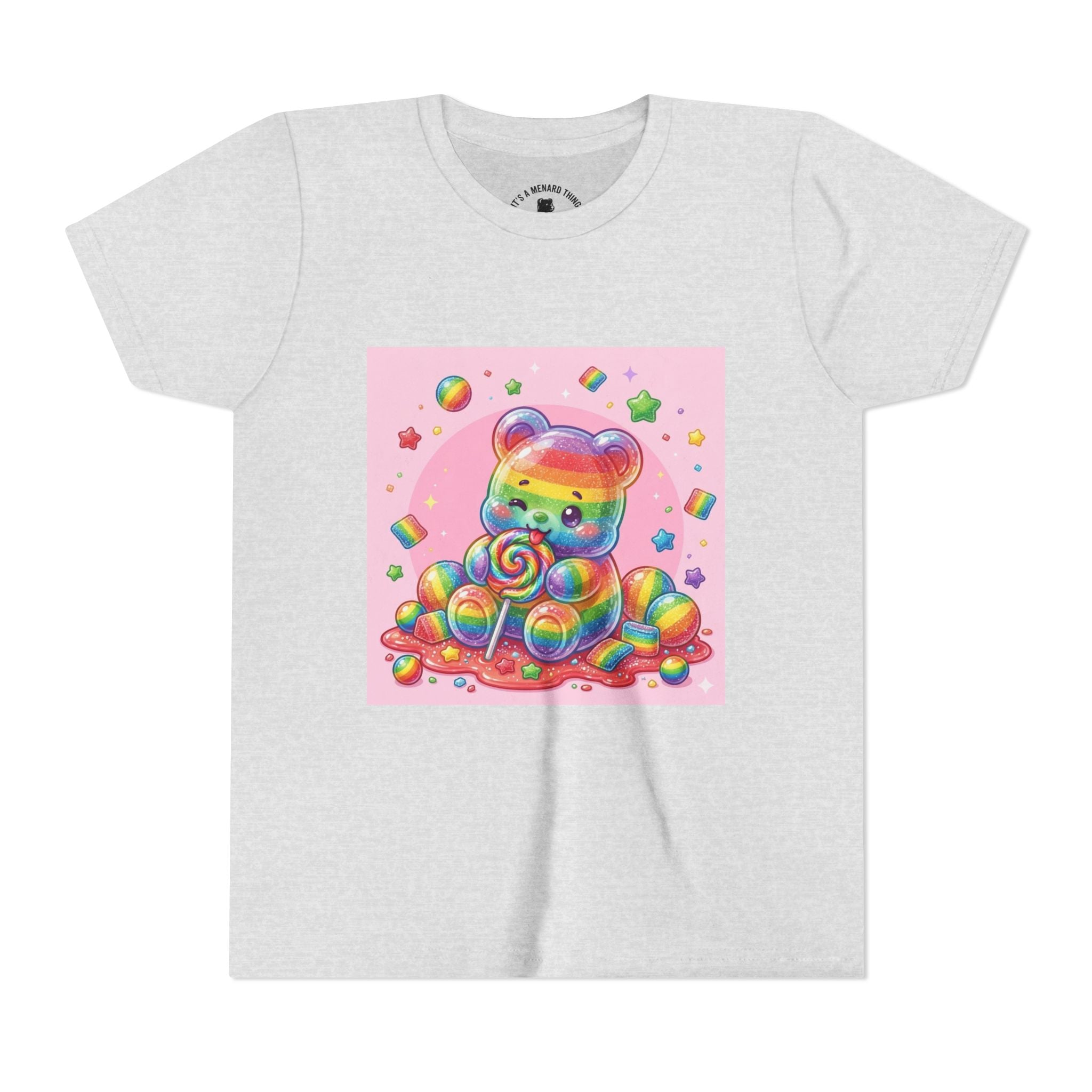 Rainbow Stripe Gooey Gummy Bear Youth T-Shirt