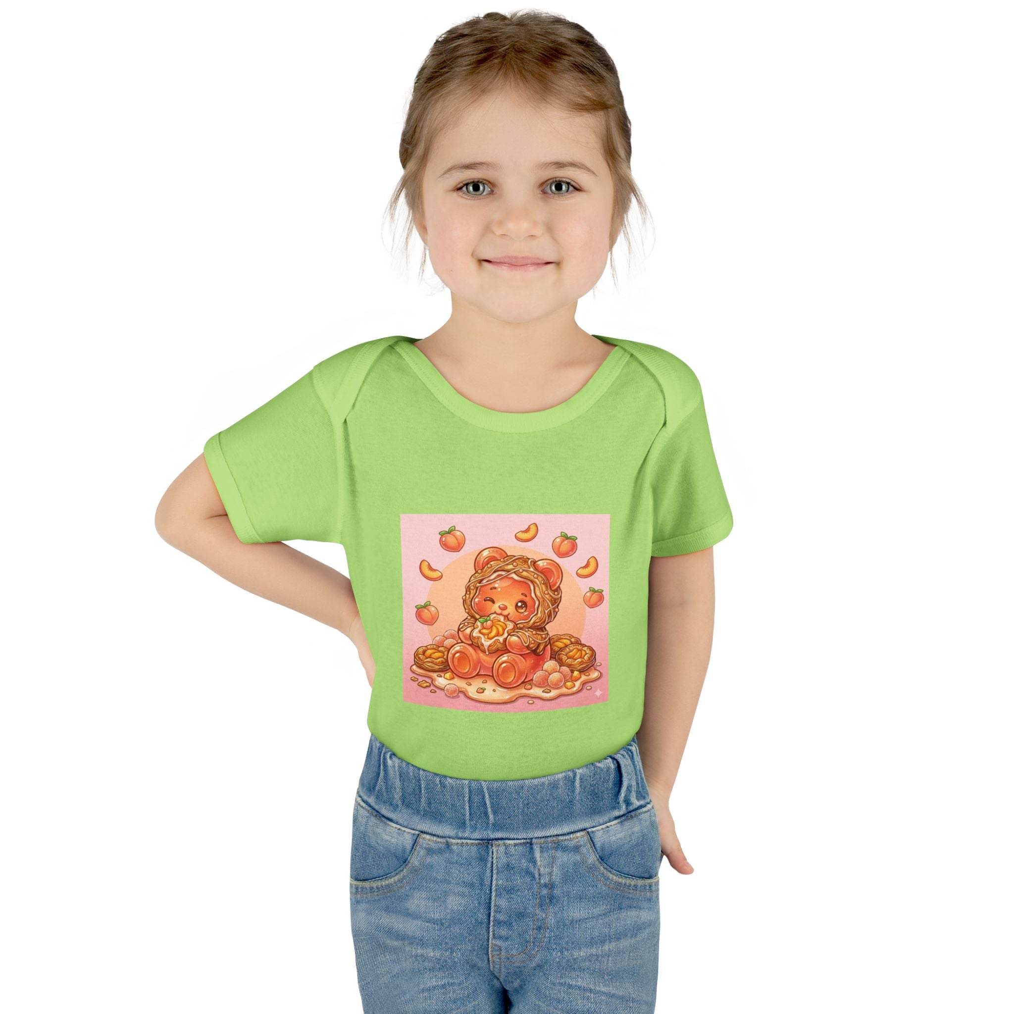 Peach Danish Gooey Gummy Bear in Puff Pasterie PJs Baby Onesie