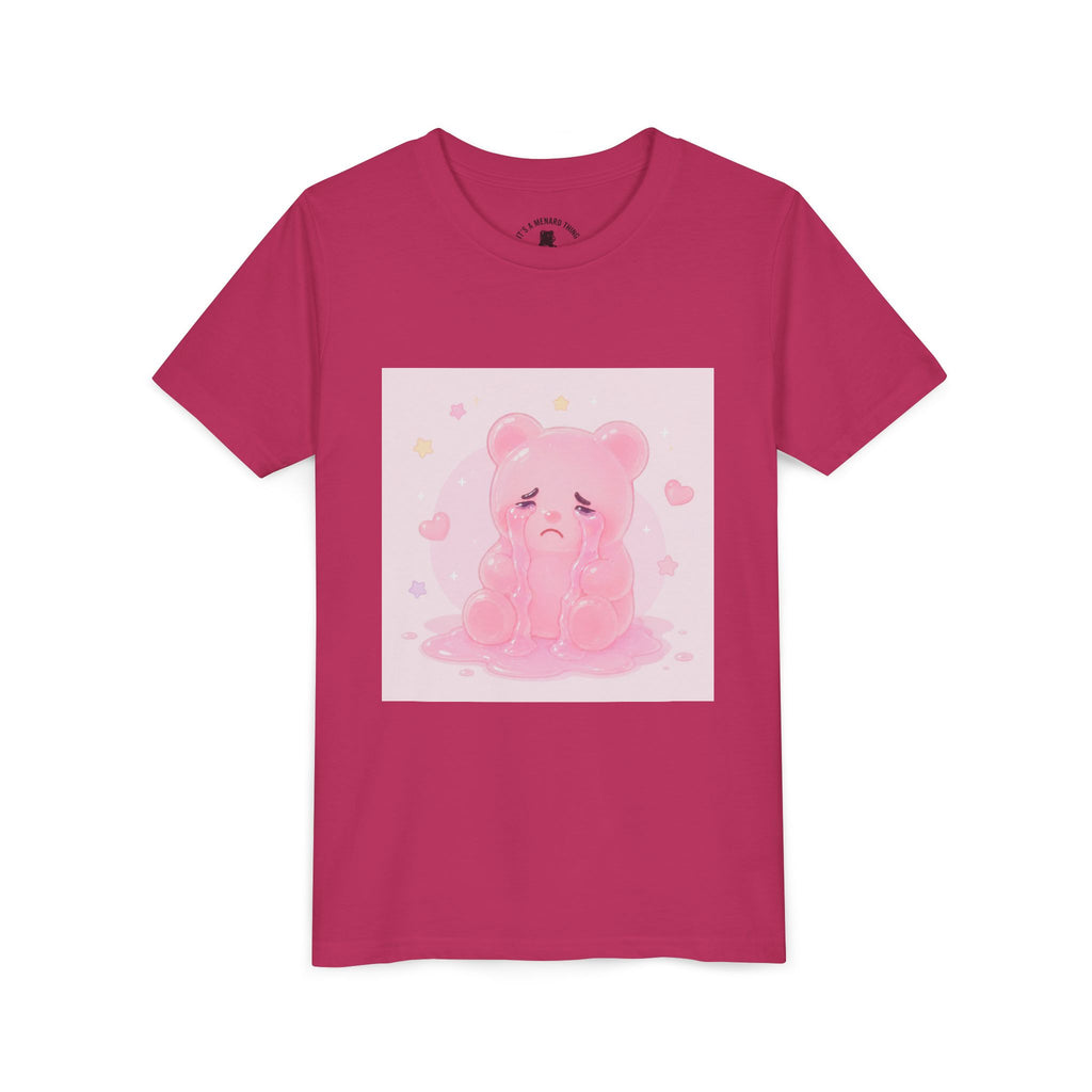 Pink Crying Gooey Gummy Bear Youth Tee – Cute Pastel Graphic Shirt