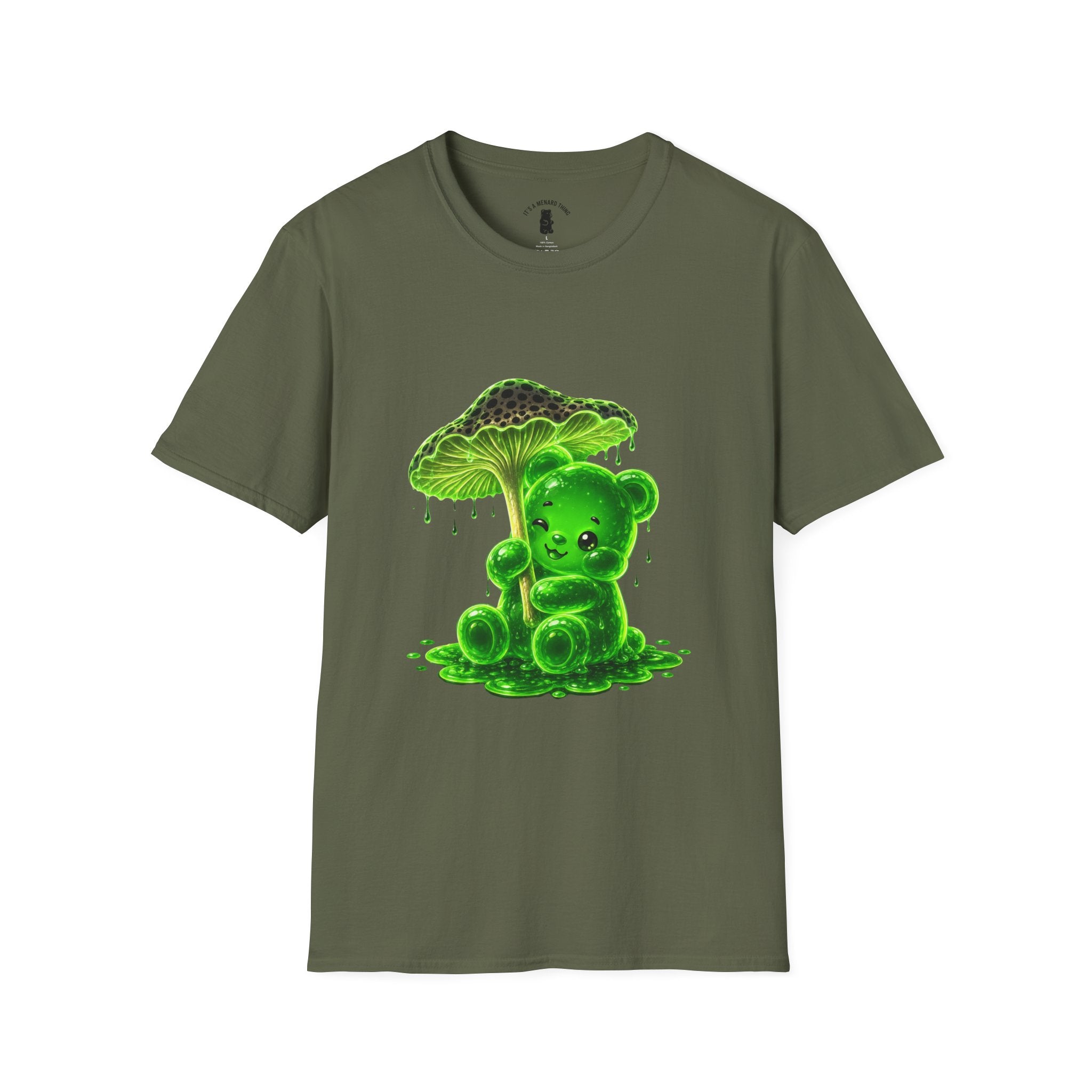 Glowing Green Neon Mushroom Special Addition, Oozy Bear Friend- Graphic Shirt
