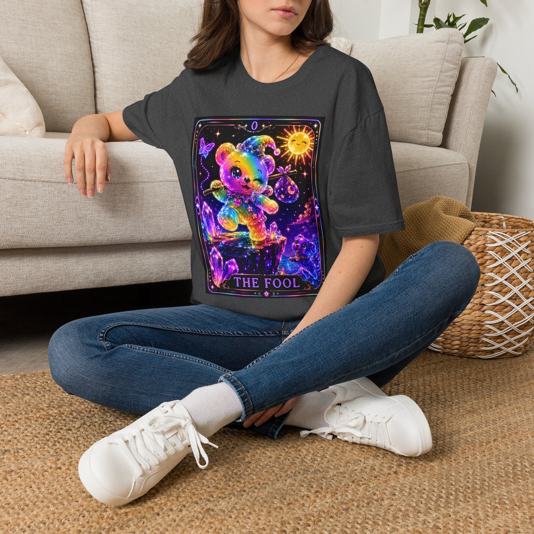 The Fool Tarot Colorful Rainbow Oozy Bear Friend- Cute Graphic Shirt