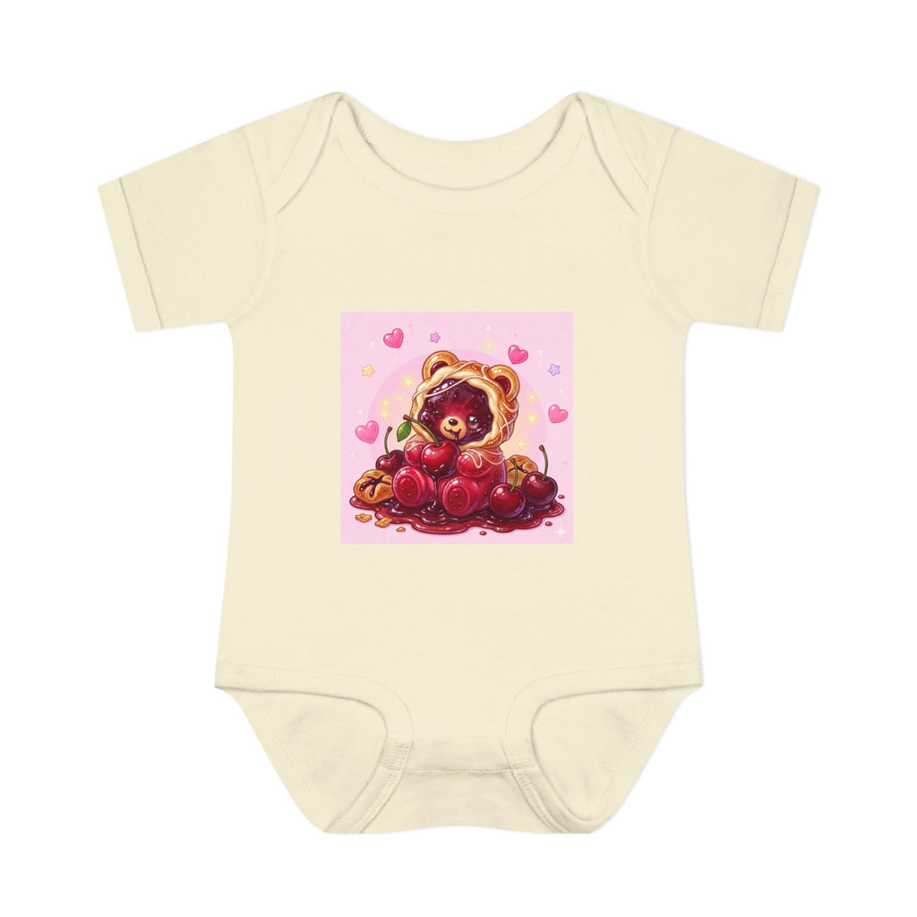 Cherry Danish Gooey Gummy Bear in Puff PJs (Infant Rib Onesie)