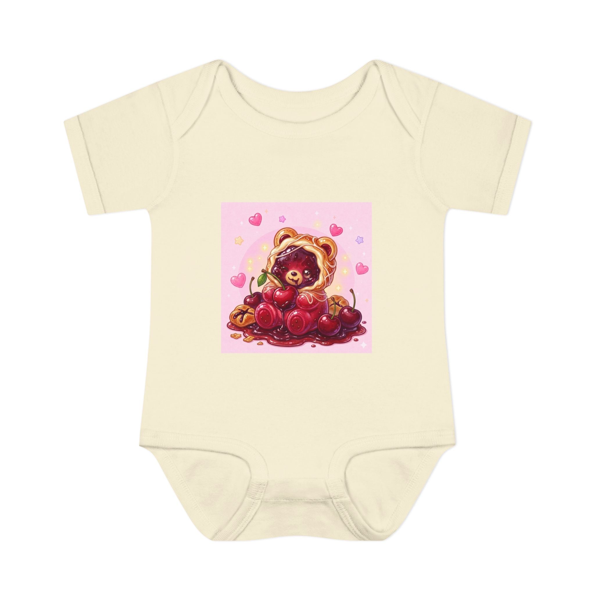 Cherry Danish Gooey Gummy Bear in Puff PJs (Infant Rib Onesie)