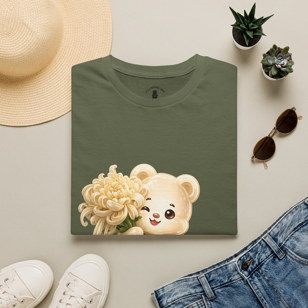Chrysanthemum Special, Cream Oozy Bear Friend Special Flower Additon- Graphic Shirt